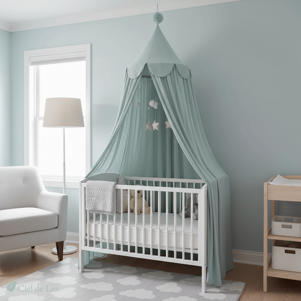 Ciel de lit bébé – Moustiquaire en coton décorative - Vue 4 – Ciel de Lin