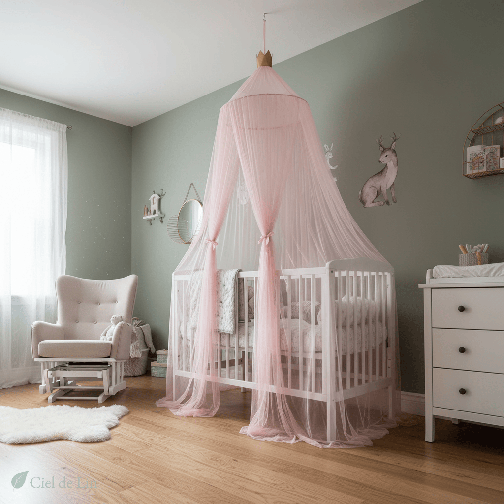 Ciel de lit bébé – Moustiquaire en coton décorative - Vue 2 – Ciel de Lin