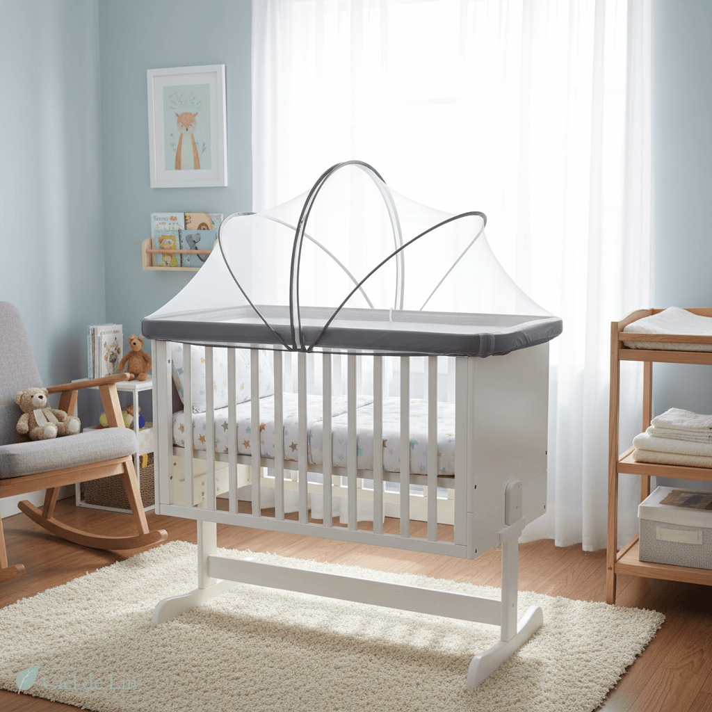 Ciel de lit bébé – Moustiquaire en dôme respirante et portable - Vue 1 – Ciel de Lin