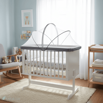 Ciel de lit bébé – Moustiquaire en dôme respirante et portable - Vue 1 – Ciel de Lin