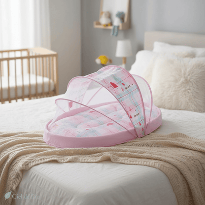 Ciel de lit bébé – Moustiquaire pliable 3 pièces pour sommeil serein - Vue 1 – Ciel de Lin