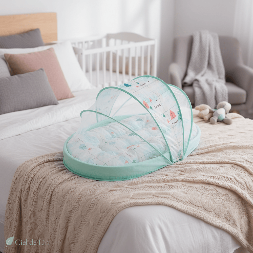 Ciel de lit bébé – Moustiquaire pliable 3 pièces pour sommeil serein - Vue 2 – Ciel de Lin