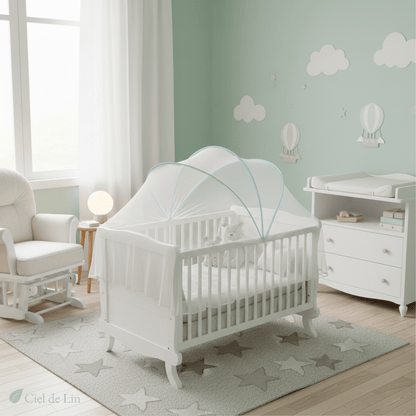 Ciel de lit bébé – Moustiquaire pliable respirante et décorative - Vue 3 – Ciel de Lin