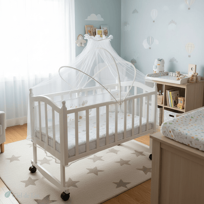 Ciel de lit bébé – Moustiquaire pliable respirante et décorative - Vue 2 – Ciel de Lin