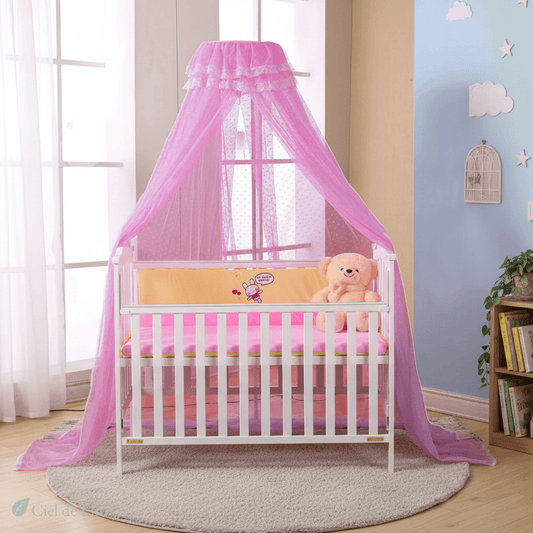 Ciel de lit moustiquaire bébé rose vif conique – Ciel de Lin