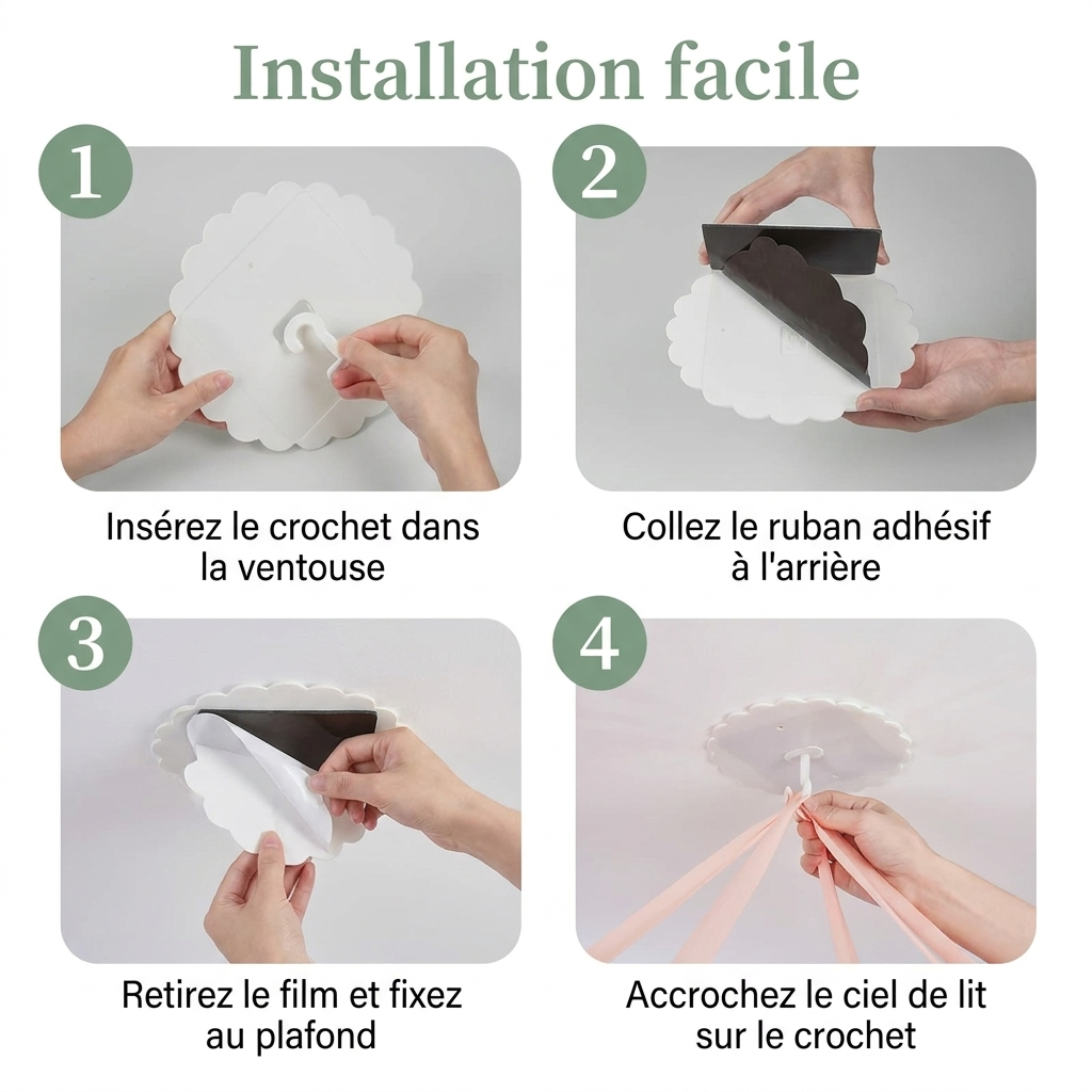 Installation facile ciel de lit dentelle rose – Ciel de Lin