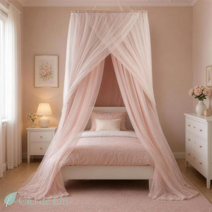 Ciel de lit dentelle rose pour filles et adultes – Ciel de Lin