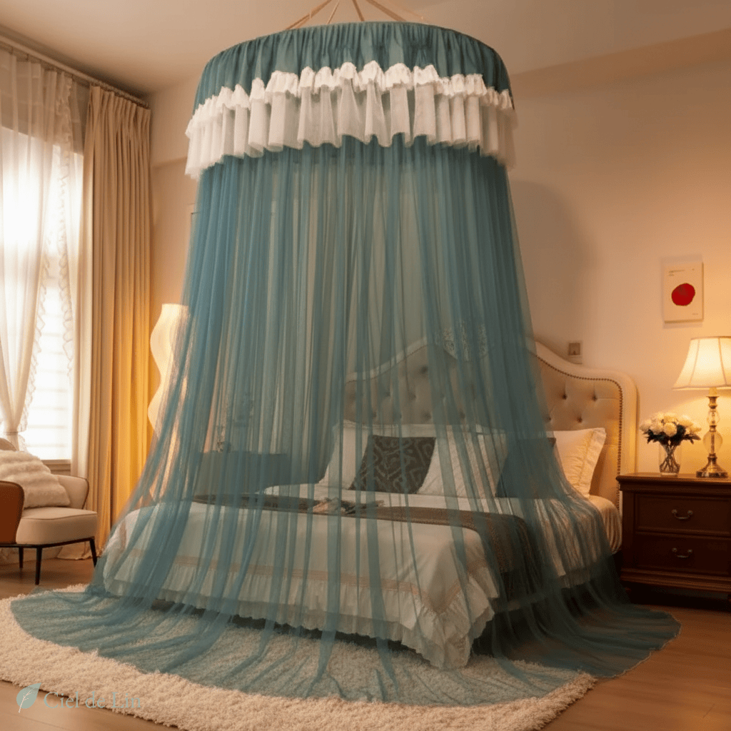 Ciel de lit dôme adulte élégant – Moustiquaire suspendue respirante - Vue 4 – Ciel de Lin