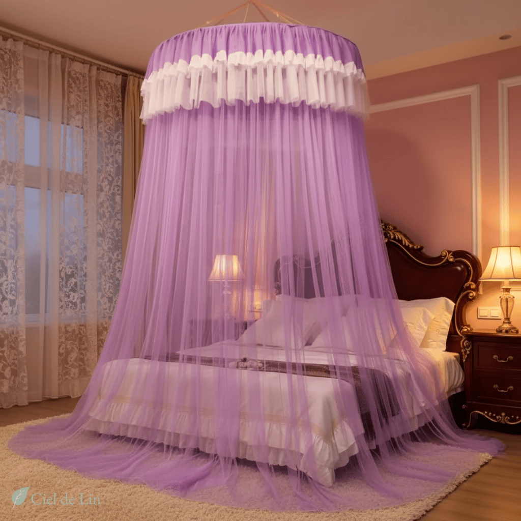 Ciel de lit dôme adulte élégant – Moustiquaire suspendue respirante - Vue 2 – Ciel de Lin