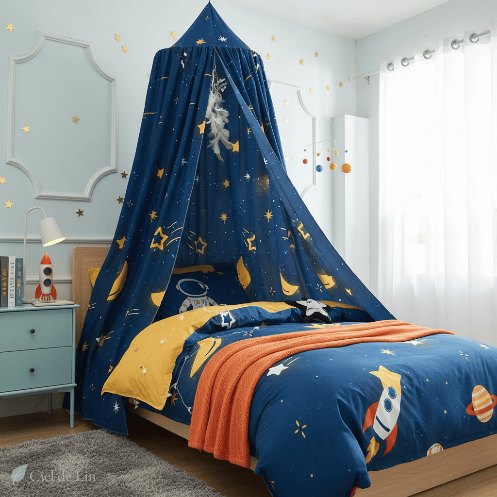 Ciel de lit enfant dôme de nuit – Baldaquin moustiquaire décoratif pour chambre cosy - Vue 2 – Ciel de Lin