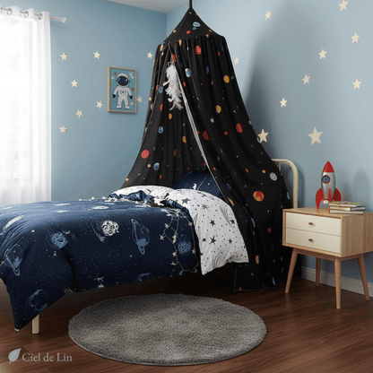 Ciel de lit enfant dôme de nuit – Baldaquin moustiquaire décoratif pour chambre cosy - Vue 4 – Ciel de Lin