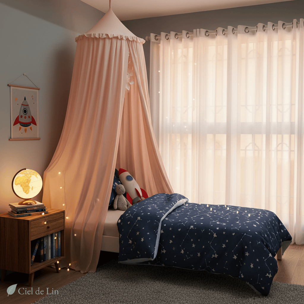 Ciel de lit enfant moustiquaire – Baldaquin décoratif suspendu en dôme - Vue 5 – Ciel de Lin