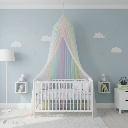 Ciel de lit enfant moustiquaire arc-en-ciel - Vue 1 – Ciel de Lin