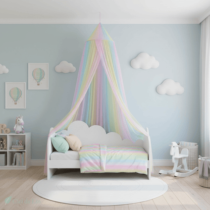Ciel de lit enfant moustiquaire arc-en-ciel - Vue 3 – Ciel de Lin