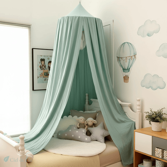 Ciel de lit gaze de coton bébé conique vert – Ciel de Lin