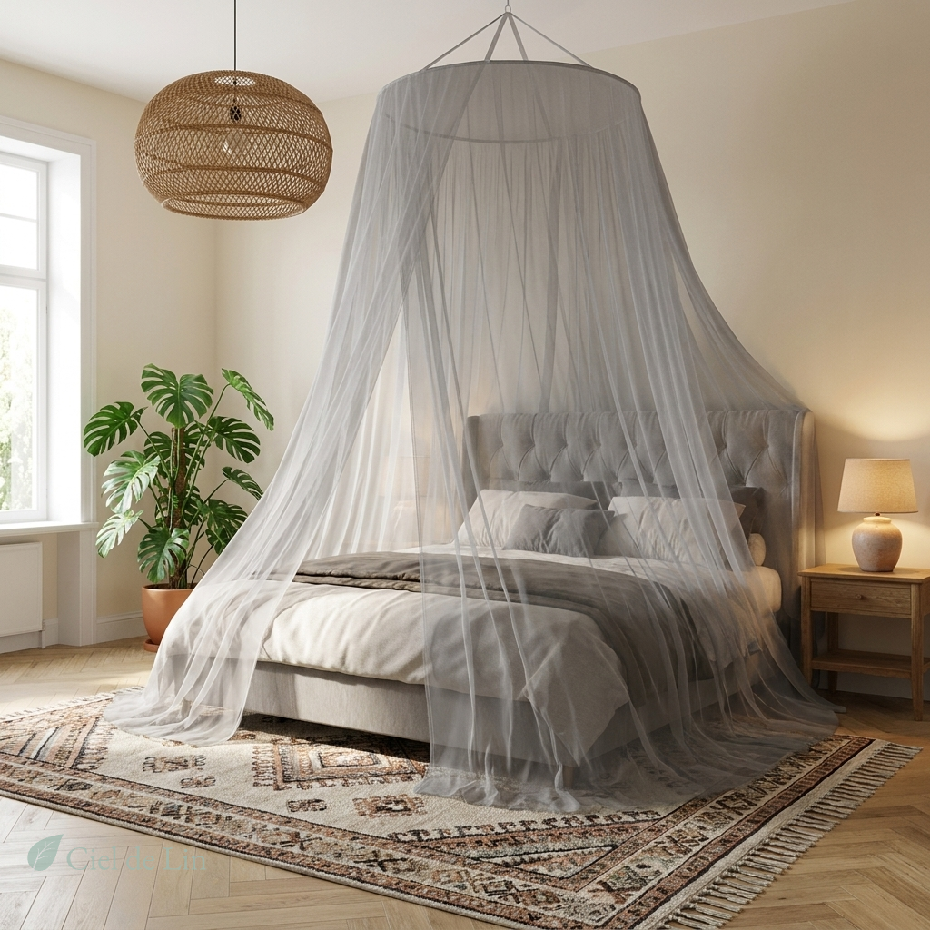 Ciel de lit adulte Dôme lifestyle ambiance Scandi-boho — angle 3/4