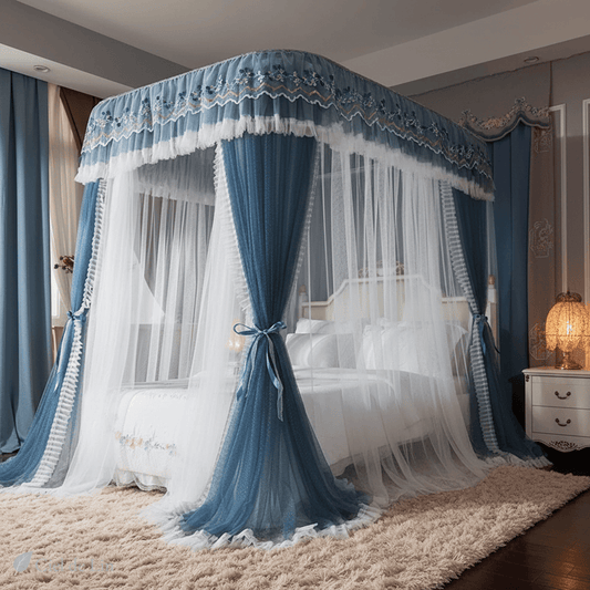 Ciel de lit moustiquaire adulte à rail en U - Baldaquin romantique Vert / Lit 1.5x2.0M