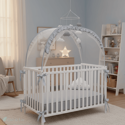 Ciel de lit moustiquaire bébé pliable – Tente conique protectrice avec fenêtre - Vue 1 – Ciel de Lin