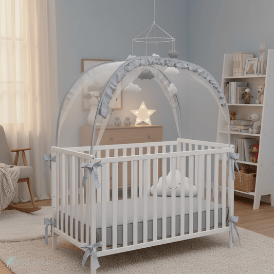 Ciel de lit moustiquaire bébé pliable – Tente conique protectrice avec fenêtre - Vue 1 – Ciel de Lin