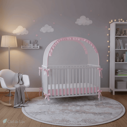 Ciel de lit moustiquaire bébé pliable – Tente conique protectrice avec fenêtre - Vue 2 – Ciel de Lin