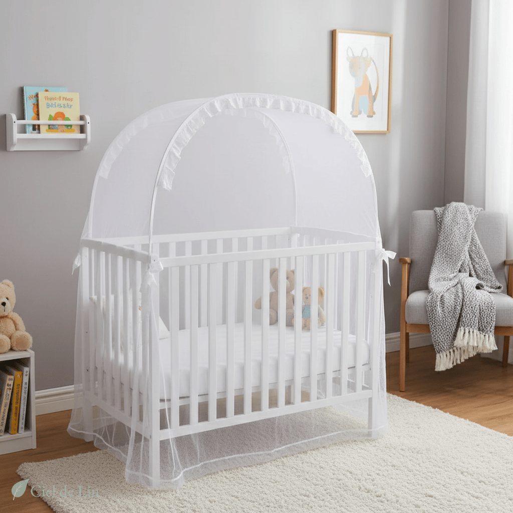 Ciel de lit moustiquaire bébé pop-up respirant pour berceau - Vue 1 – Ciel de Lin