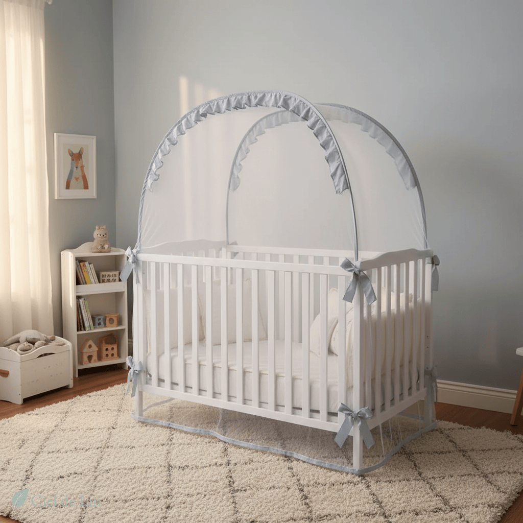 Ciel de lit moustiquaire bébé pop-up respirant pour berceau - Vue 2 – Ciel de Lin