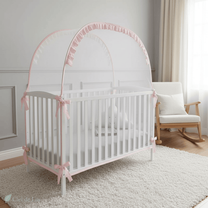 Ciel de lit moustiquaire bébé pop-up respirant pour berceau - Vue 3 – Ciel de Lin