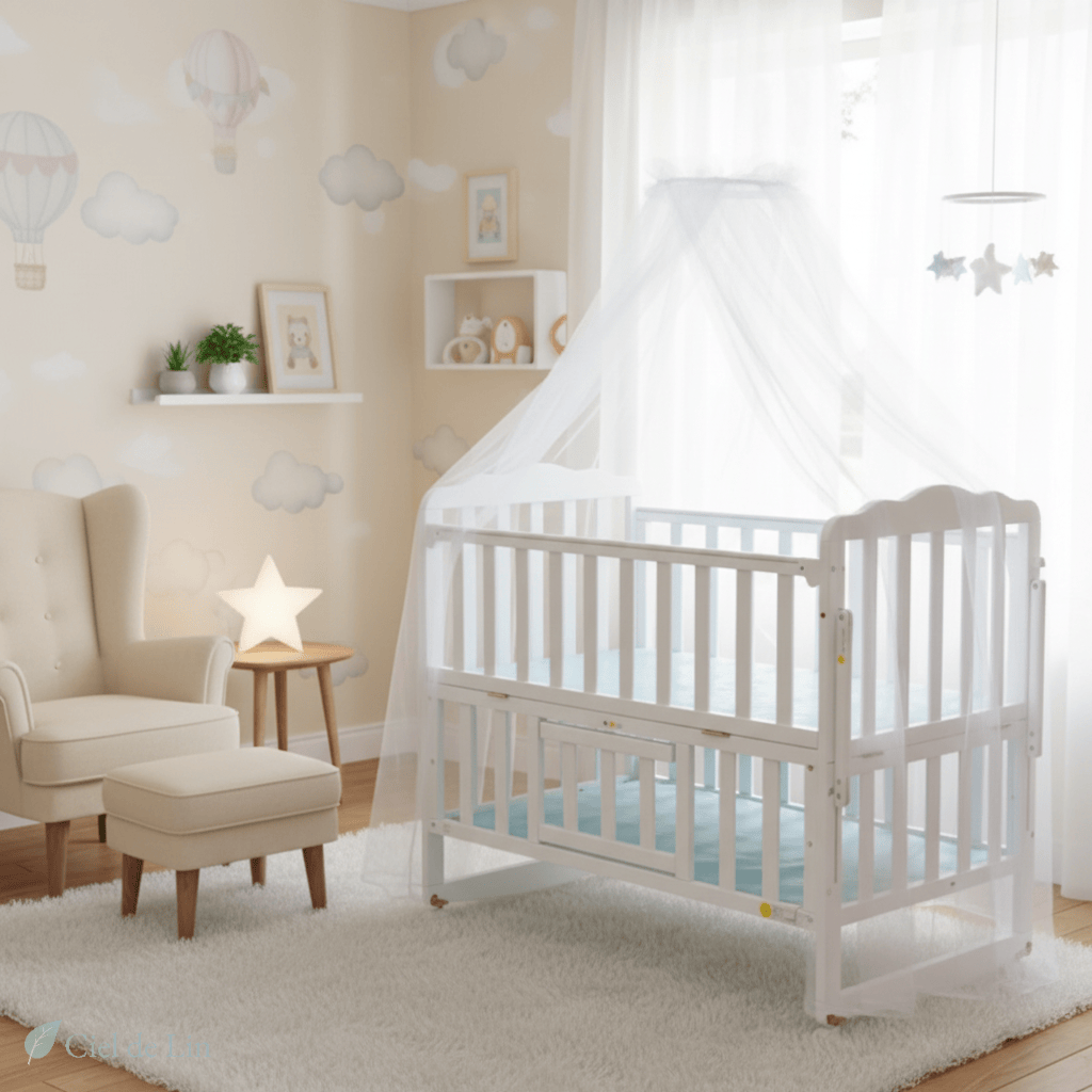 Ciel de lit moustiquaire pliable bébé – Protection respirante - Vue 4 – Ciel de Lin