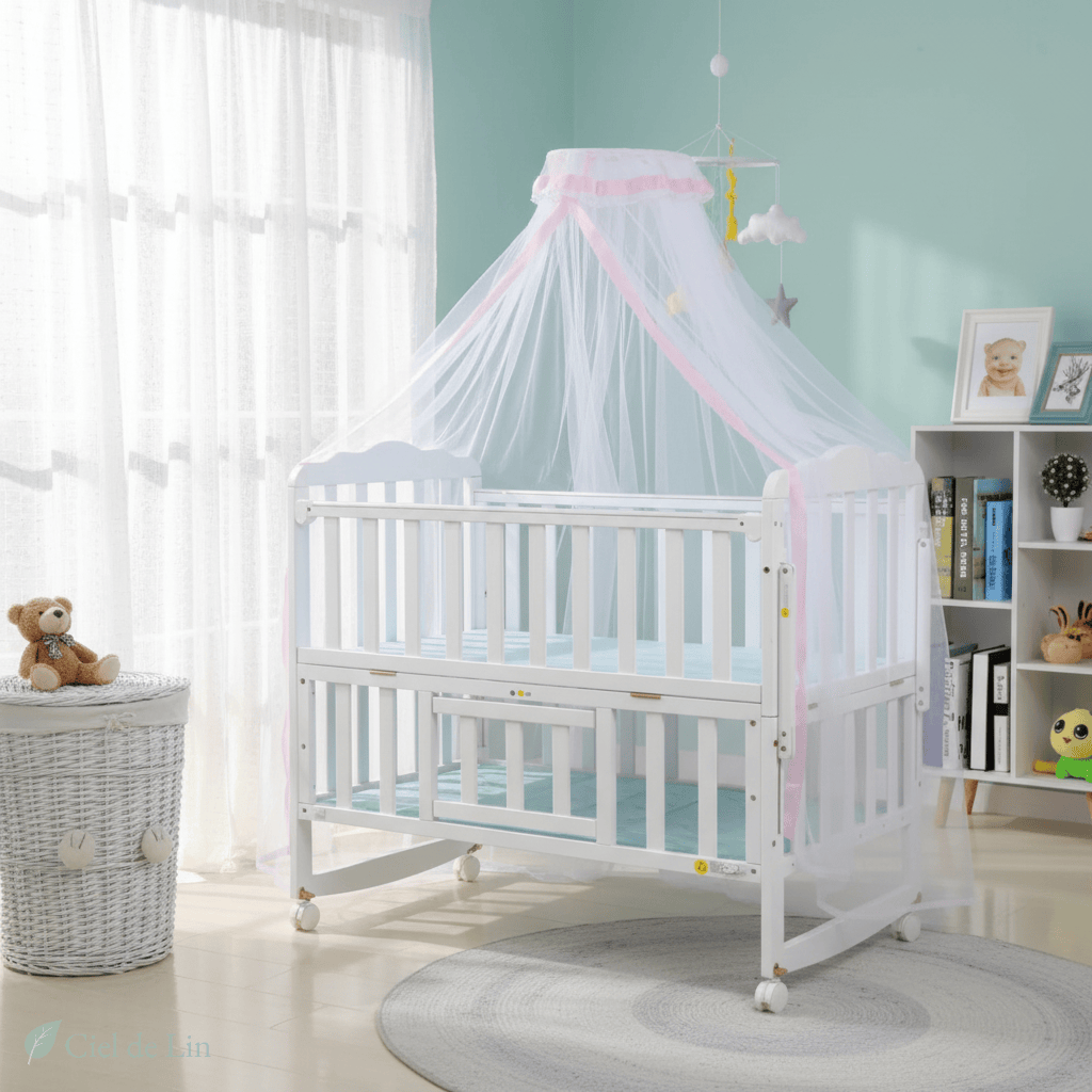 Ciel de lit moustiquaire pliable bébé – Protection respirante - Vue 1 – Ciel de Lin
