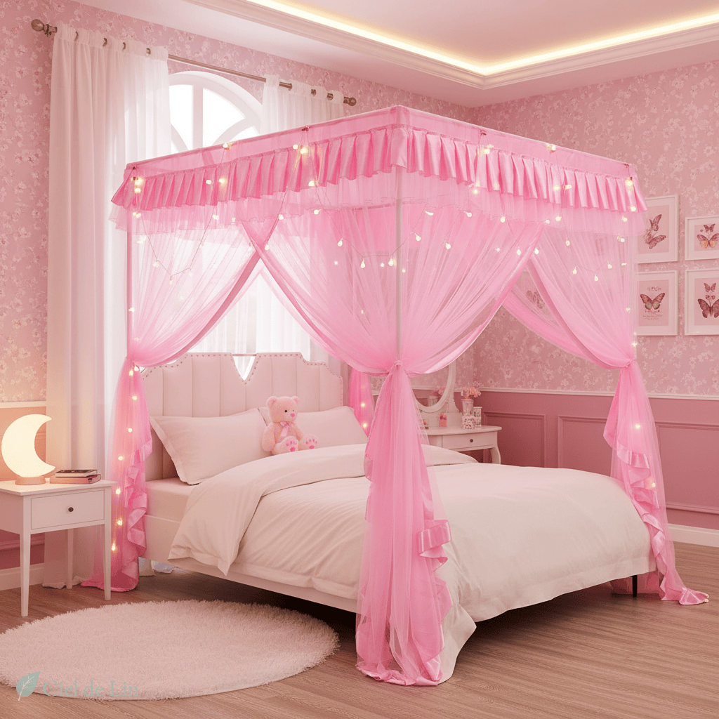 Ciel de lit princesse – Baldaquin féerique pour chambre de fille - Vue 2 – Ciel de Lin