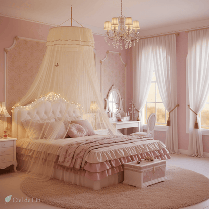 Ciel de lit princesse élégant – Moustiquaire conique décorative pour chambre romantique - Vue 3 – Ciel de Lin