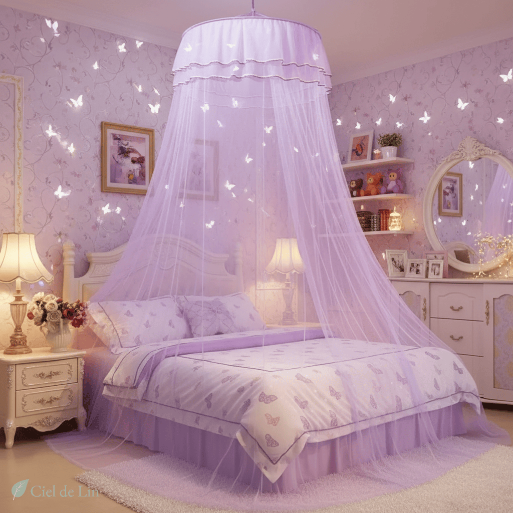 Ciel de lit princesse élégant – Moustiquaire conique décorative pour chambre romantique - Vue 2 – Ciel de Lin