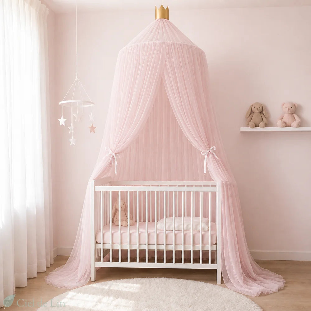 Ciel de lit princesse rose poudré 240cm – Ciel de Lin