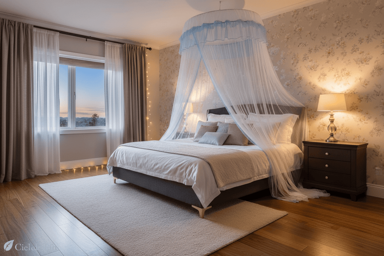 Ciel de lit romantique en format 16:9