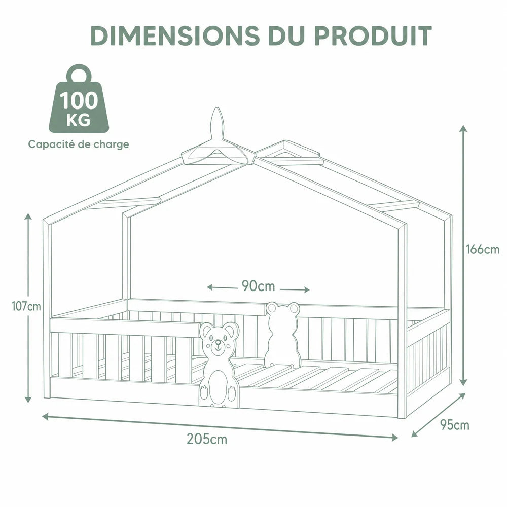 Lit cabane montessori dimensions – Ciel de Lin