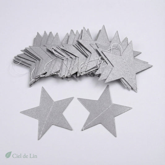 Guirlande d’étoiles argentées décorative pour ciel de lit – Ciel de Lin