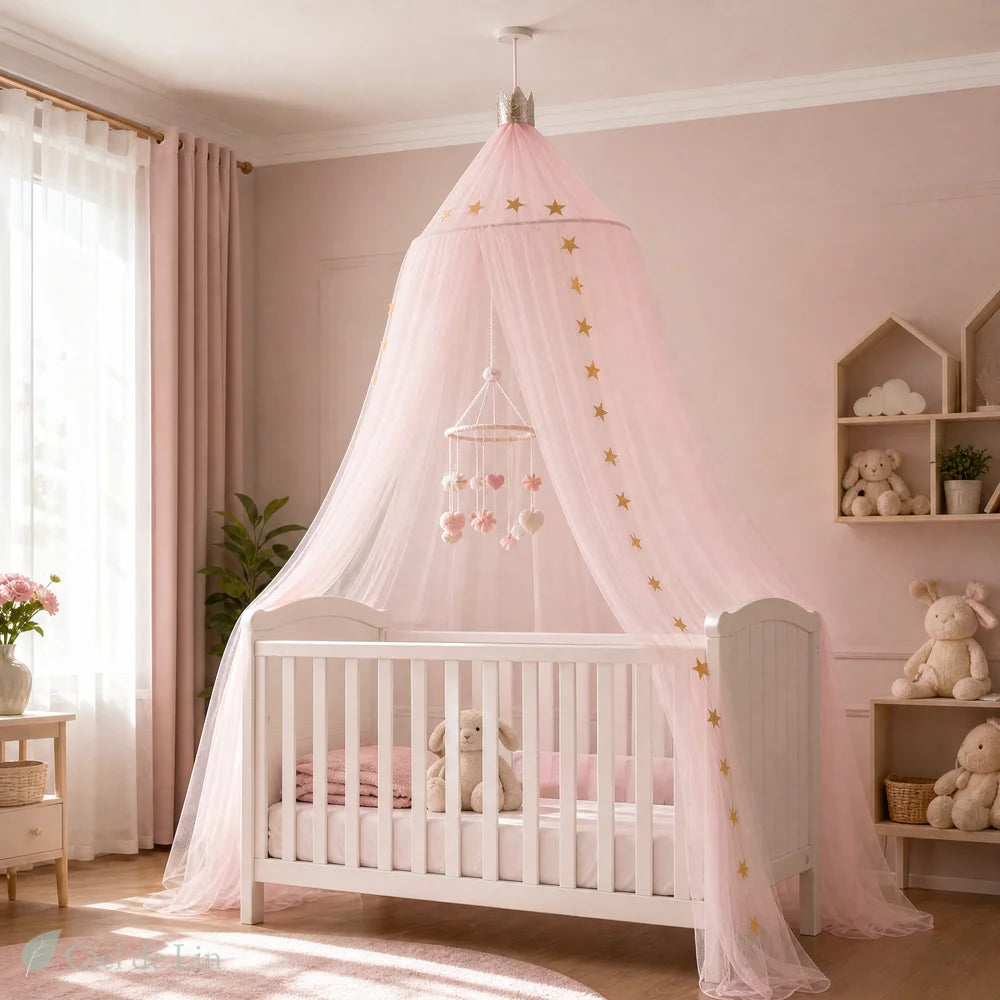 moustiquaire bébé suspendue rose – Ciel de Lin