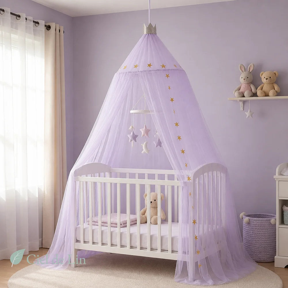 moustiquaire bébé suspendue violet – Ciel de Lin
