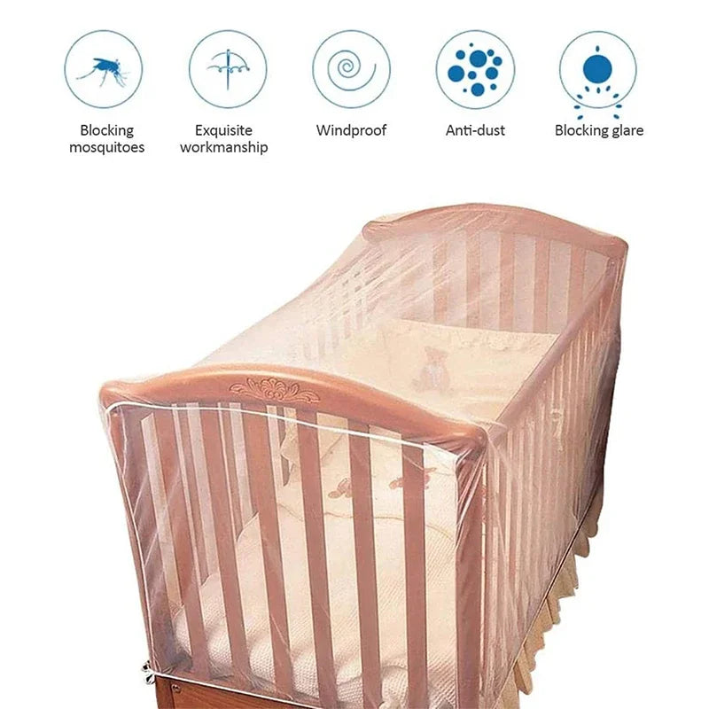 Moustiquaire berceau bébé polyester blanc : protection moustiques, poussière, vent et lumière