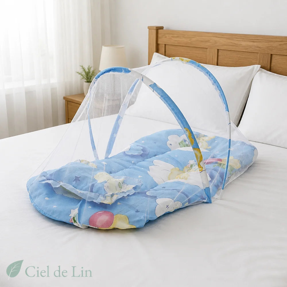 Moustiquaire bébé pliable motif ballons - bleu