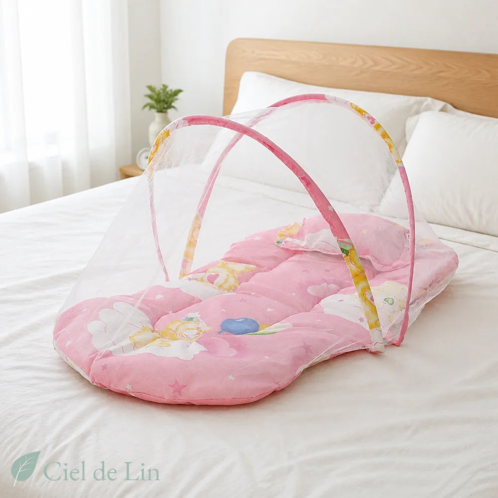Moustiquaire bébé pliable motif ballons - rose