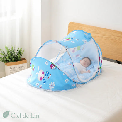 Moustiquaire bébé pliable motif lapins - bleu