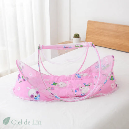 Moustiquaire bébé pliable motif lapins - rose