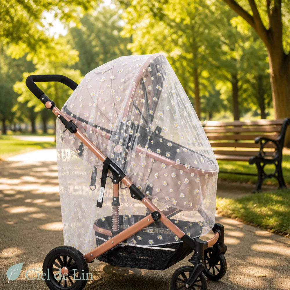 Moustiquaire poussette bébé blanc – Ciel de Lin