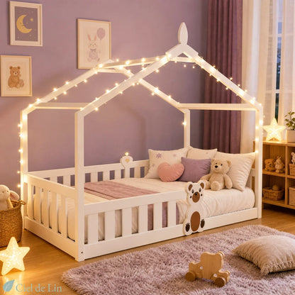 Lit cabane Montessori toit triangulaire 90x200cm chambre – Ciel de Lin