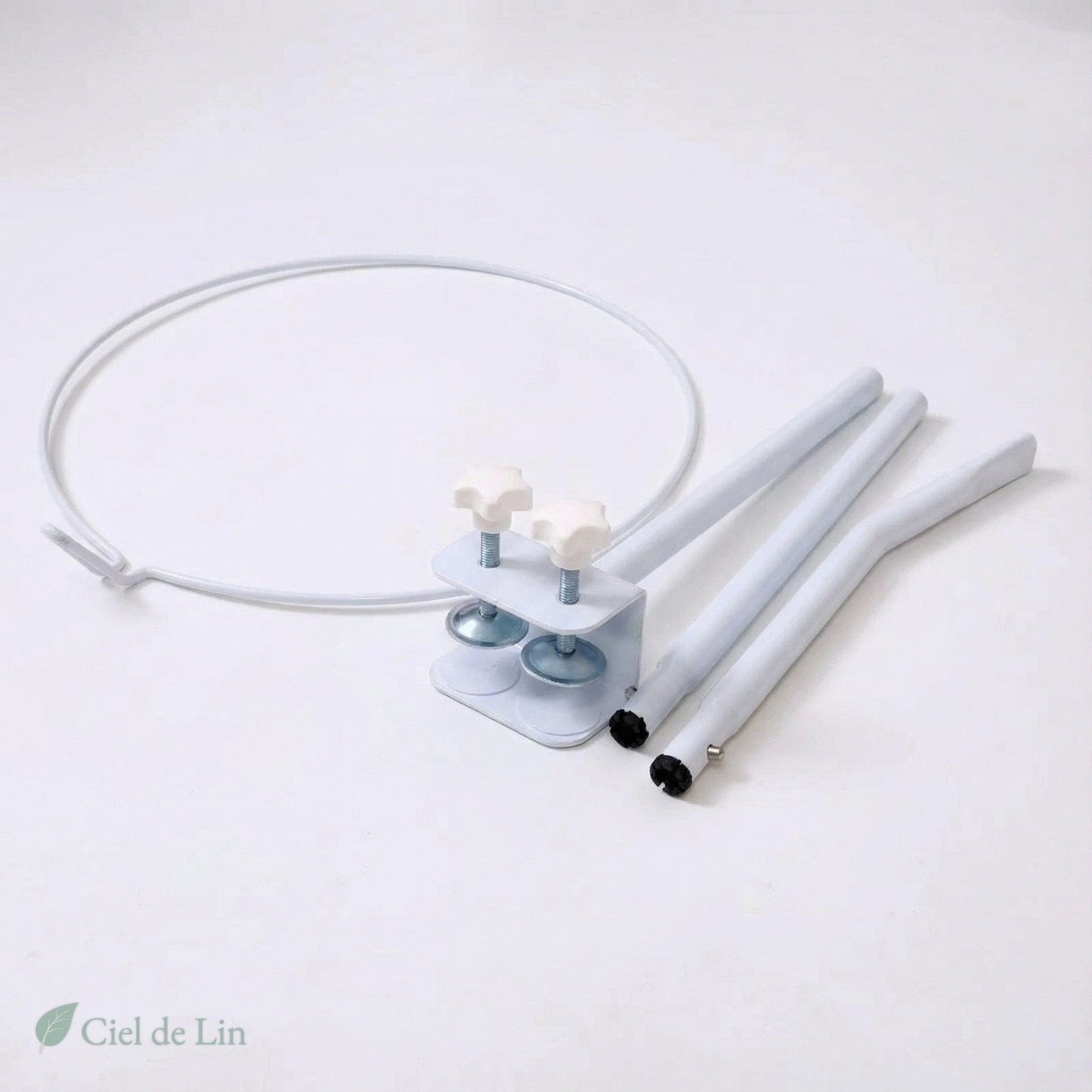 Support universel pour installer un ciel de lit sur berceau – Anneau 35 cm - Vue 1 – Ciel de Lin