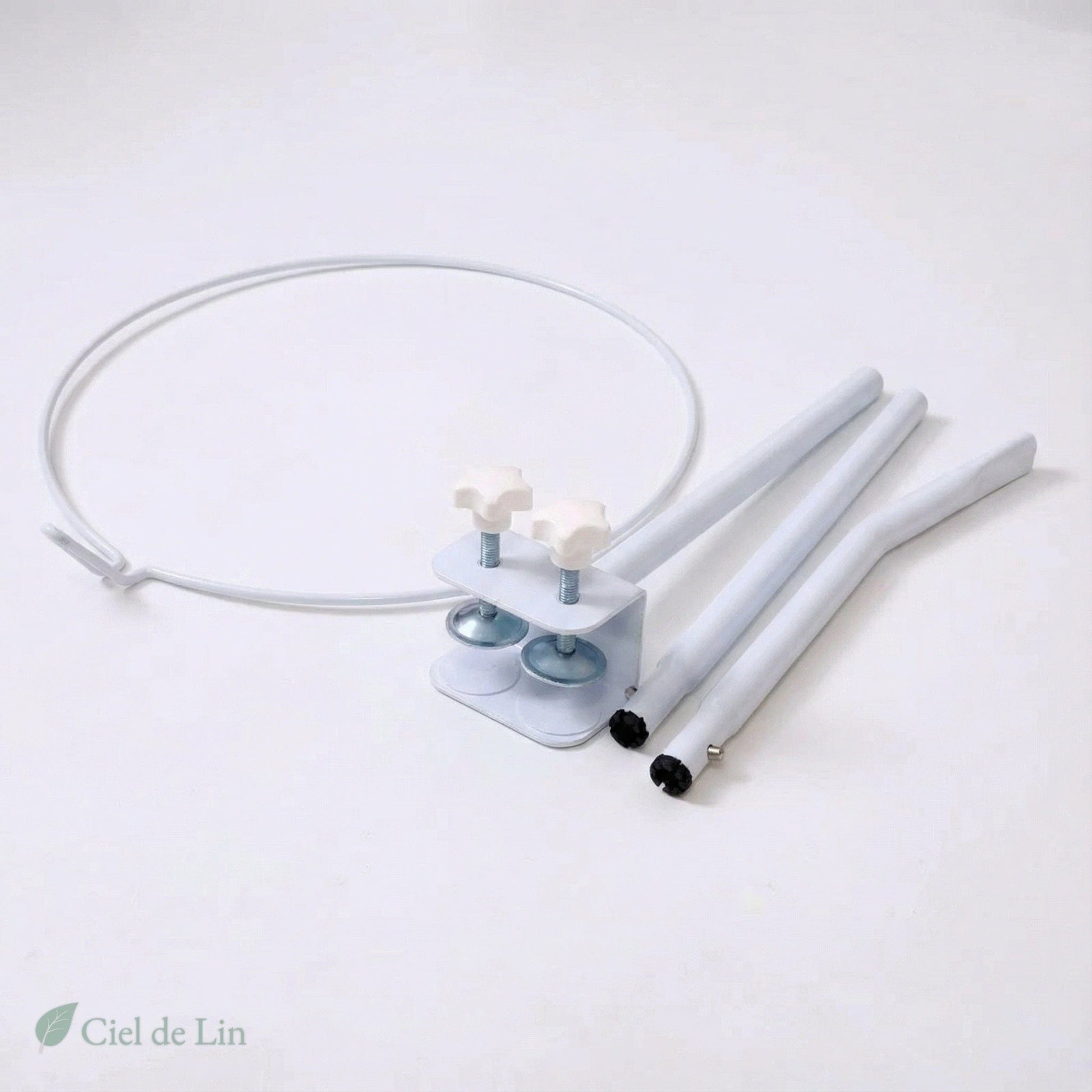 Support universel pour installer un ciel de lit sur berceau – Anneau 35 cm - Vue 1 – Ciel de Lin