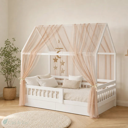Voile lit cabane enfant camel 150x350cm – Ciel de Lin