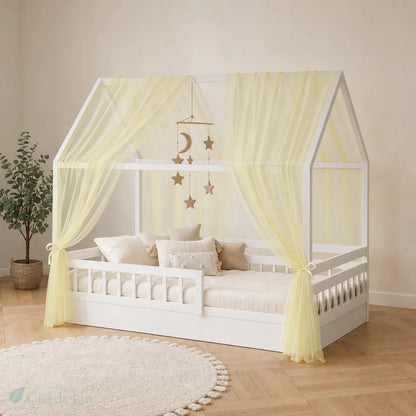 Voile lit cabane enfant jaune 150x350cm – Ciel de Lin